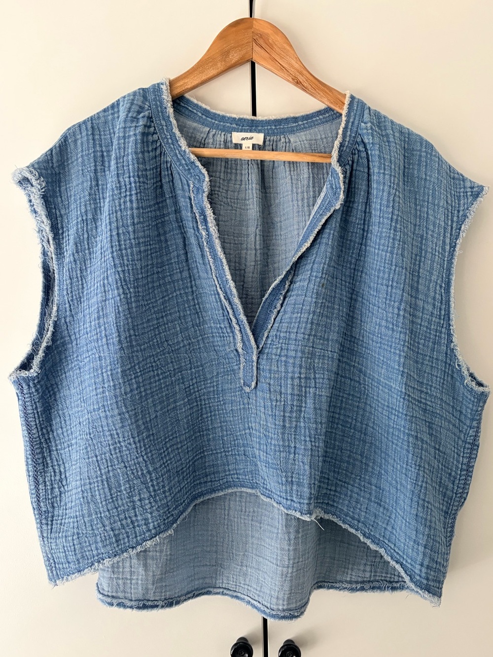 aerie Light Blue Cotton Gauze Sleeveless Tunic